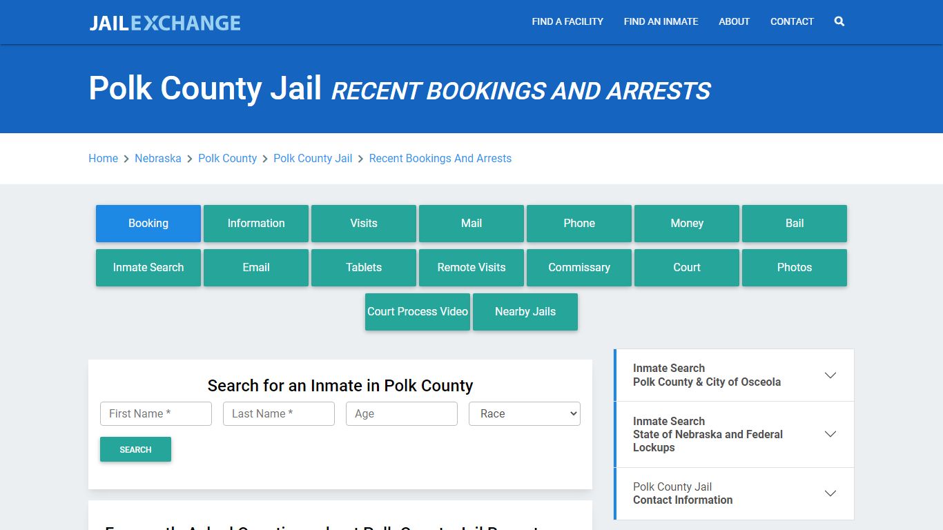 Polk County Jail NE Recent Arrests and Bookings - Jail Exchange