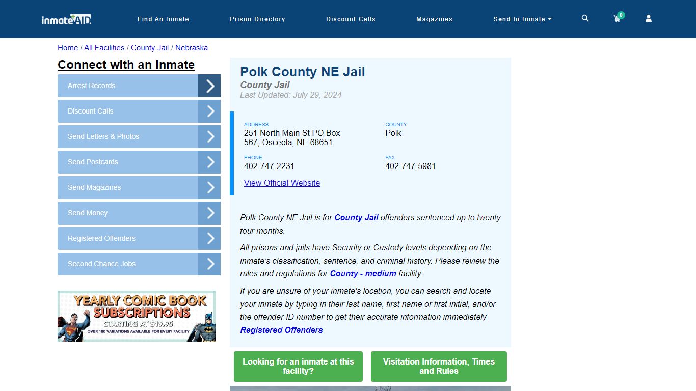 Polk County NE Jail - Inmate Locator